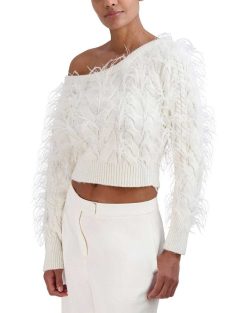 Clearance Pull Court Asymetrique Avec Plumas Chandails