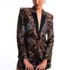 Online Blazer En Jacquard Fleuri Metallise Avec Semelle En Satin Vetements D'Exterieur