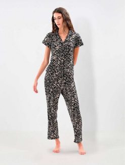 Clearance Ensemble Pyjama Ample Leopard Imprime Animal Pyjamas