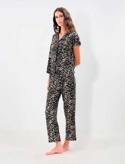 Clearance Ensemble Pyjama Ample Leopard Imprime Animal Pyjamas