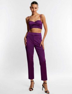 Best Pantalon En Satin Coupe Slim Pantalons