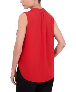 Online Blouse Satine Effet Croix Drape Encaje Hauts