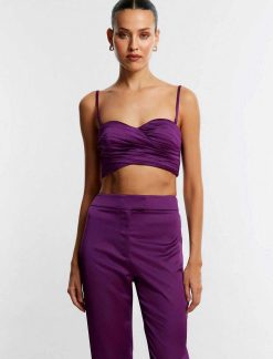 Best Escote Corazon Fruncido Crop Top Hauts