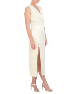 Clearance Robe Midi Drapee Avec Ouverture Cocktail