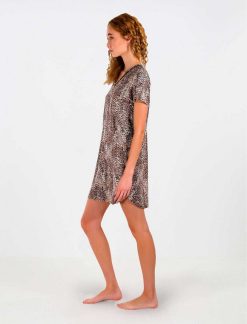 Clearance Chemise A Manches Coupees Imprime Animal Pyjamas