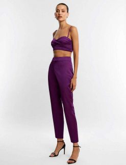 Best Pantalon En Satin Coupe Slim Pantalons