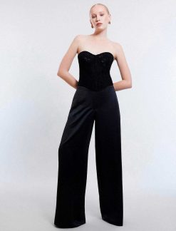 Hot Pantalon Avec La Taille En Satin Pierna Ancha Pantalons