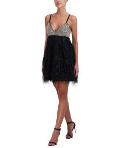 Best Lentejuelas Robe De Soiree Courte Avec Plumas Nuit