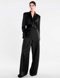 Hot Pantalon Avec La Taille En Satin Pierna Ancha Pantalons