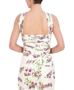 Clearance Bustier Court Drape Fleuri Hauts