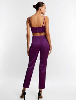 Best Pantalon En Satin Coupe Slim Pantalons